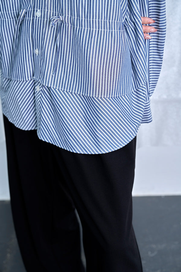【Nora Lily】Stripe Panel Relaxed Pants-Black-225560102-19F