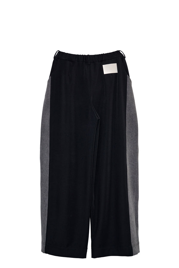 らむ Nora Lily】Denim Combo Relax Pants-Black × Black-225560103-19F
