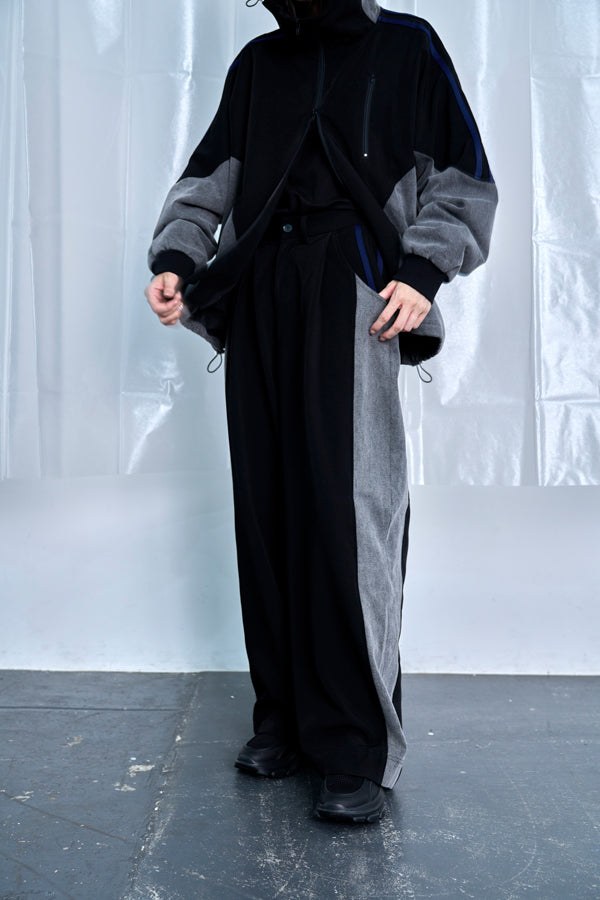 Nora Lily】Denim Combo Relax Pants-Black × Black-225560103-19F