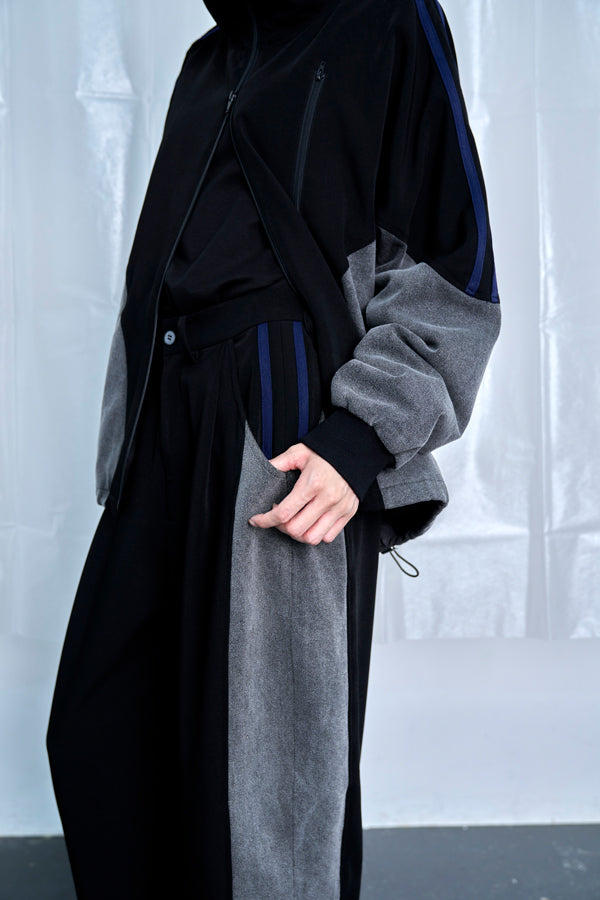 Nora Lily】Denim Combo Relax Pants-Black × Black-225560103-19F