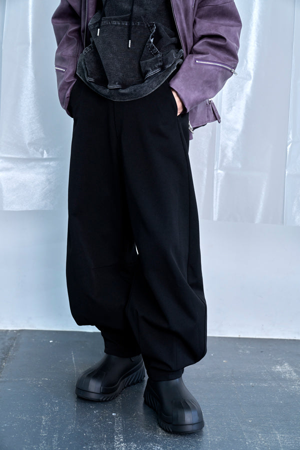 【Nora Lily】Wide Leg Barrel Pants-Black-225560104-19F