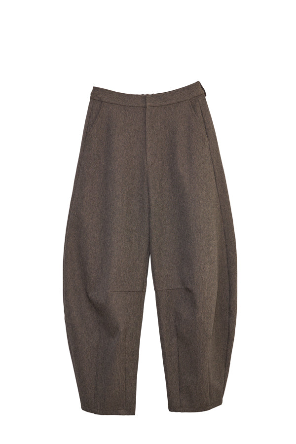【Nora Lily】Wide Leg Barrel Pants-Brown-225560104-42F