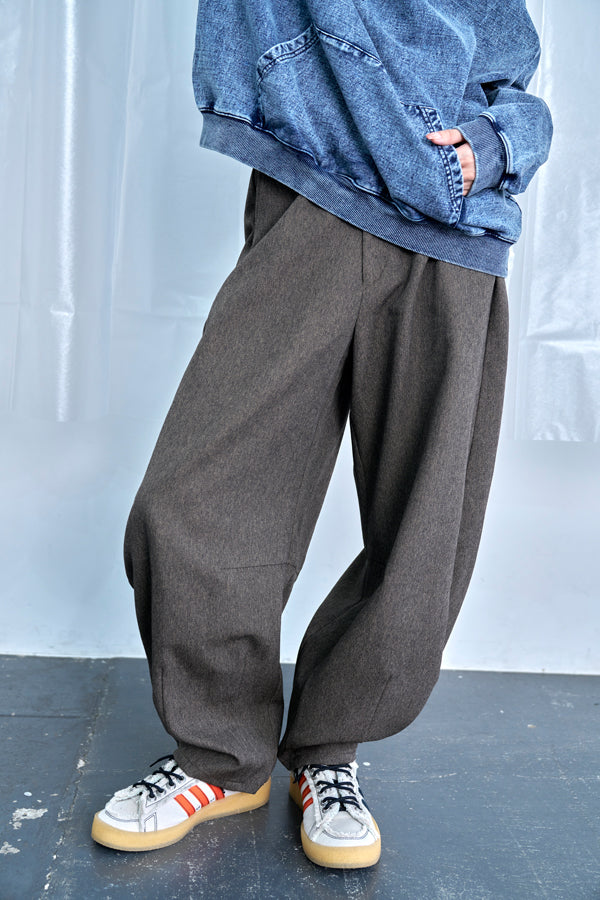 【Nora Lily】Wide Leg Barrel Pants-Brown-225560104-42F