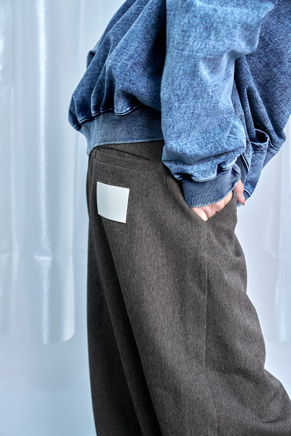 【Nora Lily】Wide Leg Barrel Pants-Brown-225560104-42F