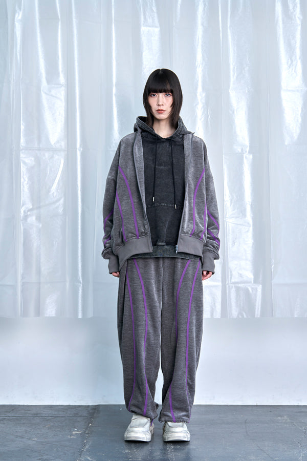 【Nora Lily】Curved Line Track Pants-Grey-225560105-12F