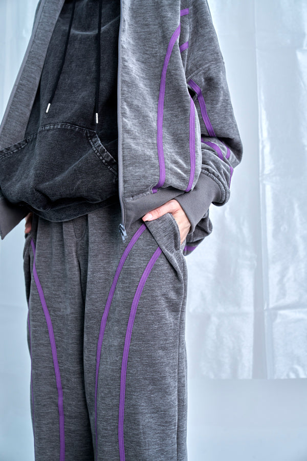 【Nora Lily】Curved Line Track Pants-Grey-225560105-12F
