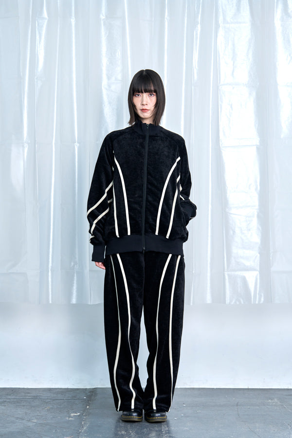 【Nora Lily】Curved Line Track Pants-Black-225560105-19F