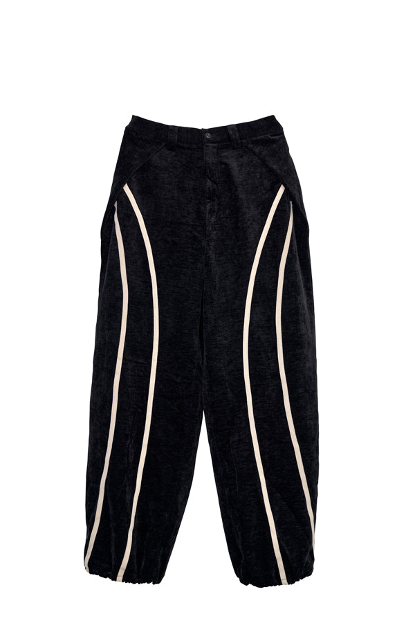 【Nora Lily】Curved Line Track Pants-Black-225560105-19F