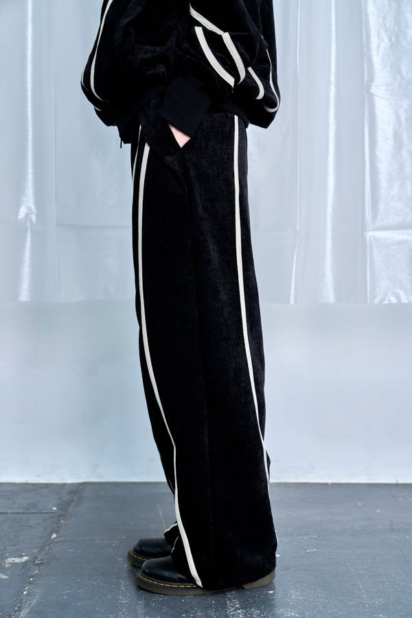 【Nora Lily】Curved Line Track Pants-Black-225560105-19F