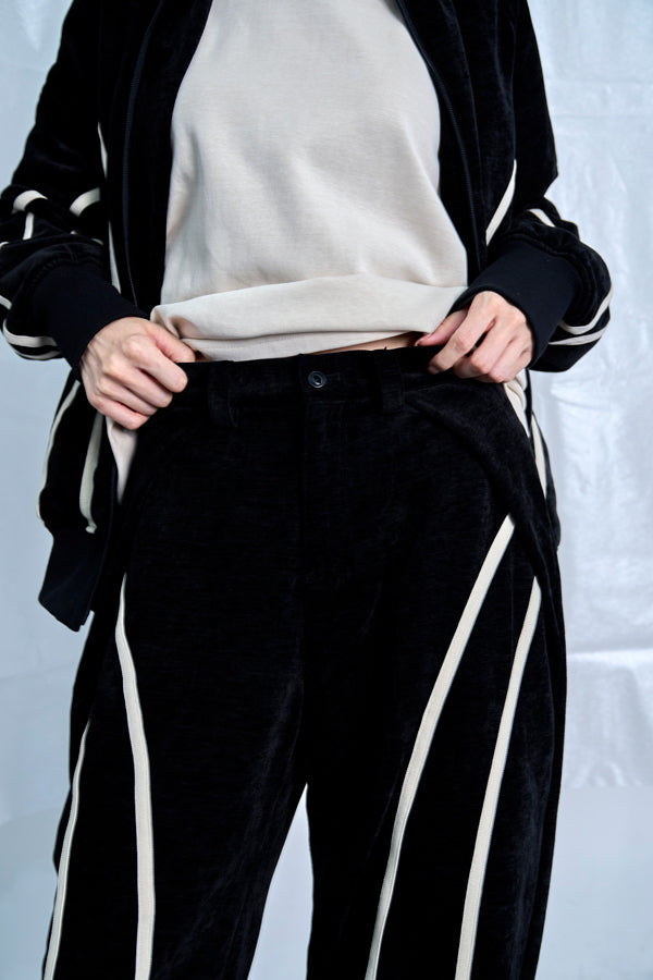 【Nora Lily】Curved Line Track Pants-Black-225560105-19F