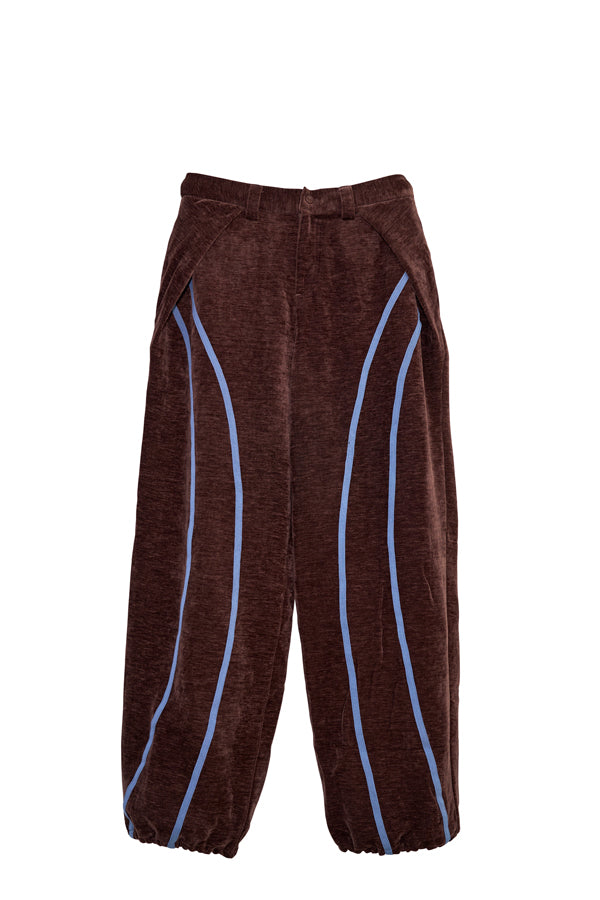 【Nora Lily】Curved Line Track Pants-Brown-225560105-42F