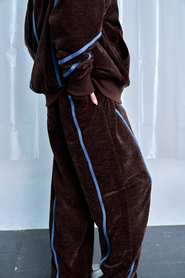 【Nora Lily】Curved Line Track Pants-Brown-225560105-42F