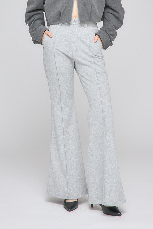 【Nora Lily】「elle」Bell Bottom Line Sweat Pants-Heather Grey-225560106-14F