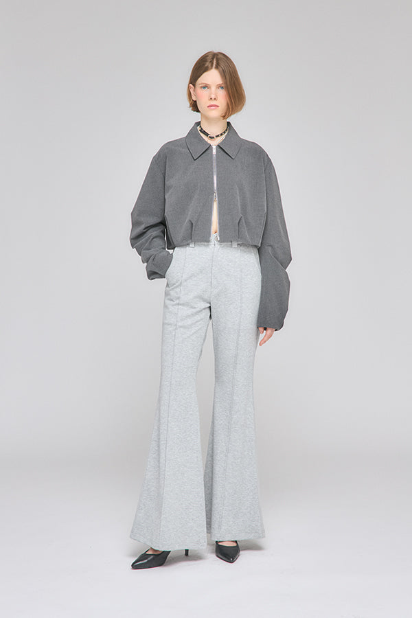 【Nora Lily】「elle」Bell Bottom Line Sweat Pants-Heather Grey-225560106-14F