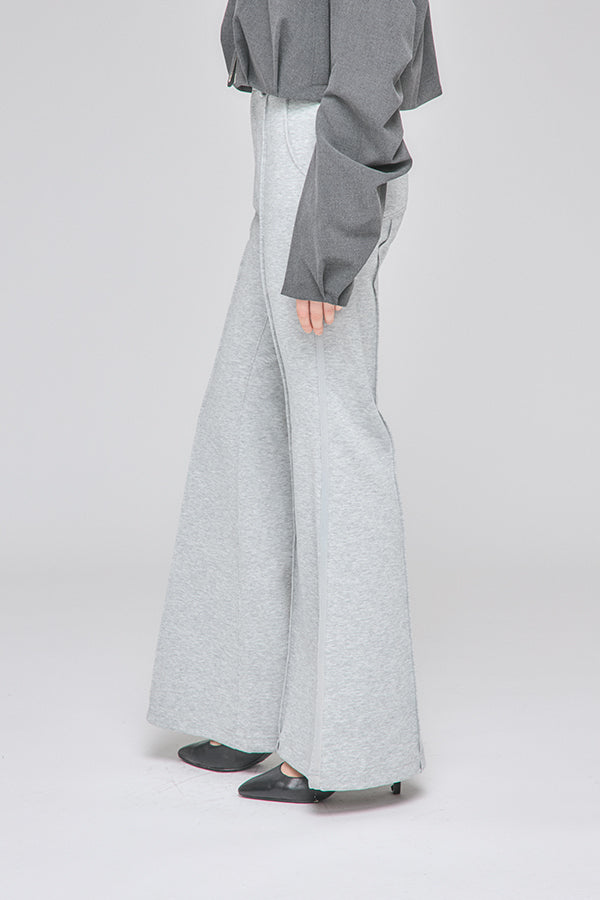 【Nora Lily】「elle」Bell Bottom Line Sweat Pants-Heather Grey-225560106-14F