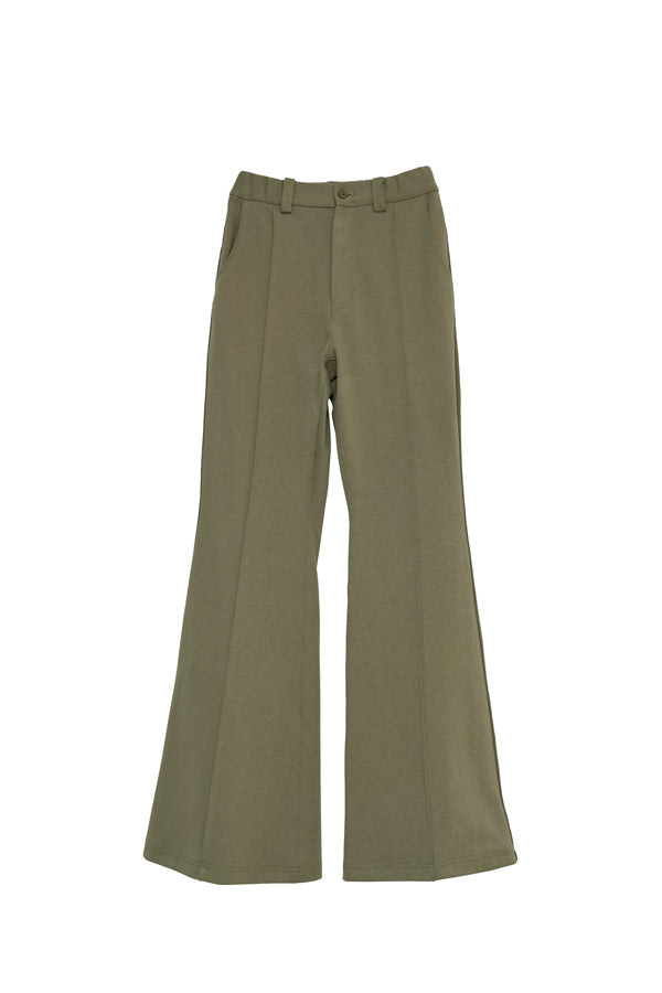 【Nora Lily】「elle」Bell Bottom Line Sweat Pants-Khaki-225560106-27F