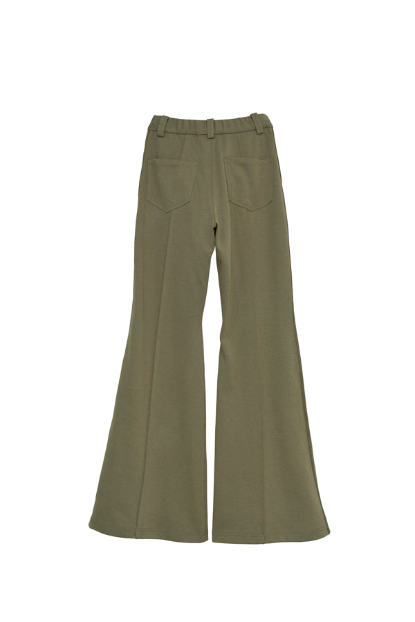 【Nora Lily】「elle」Bell Bottom Line Sweat Pants-Khaki-225560106-27F