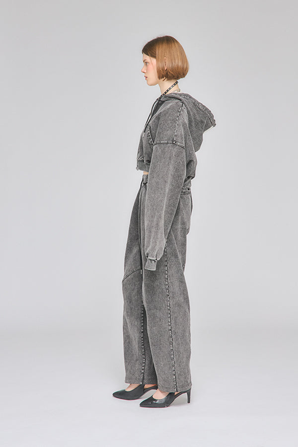 【Nora Lily】「elle」Chemical Denim Like Sweat Pants-Chemical Black-225560107-19F