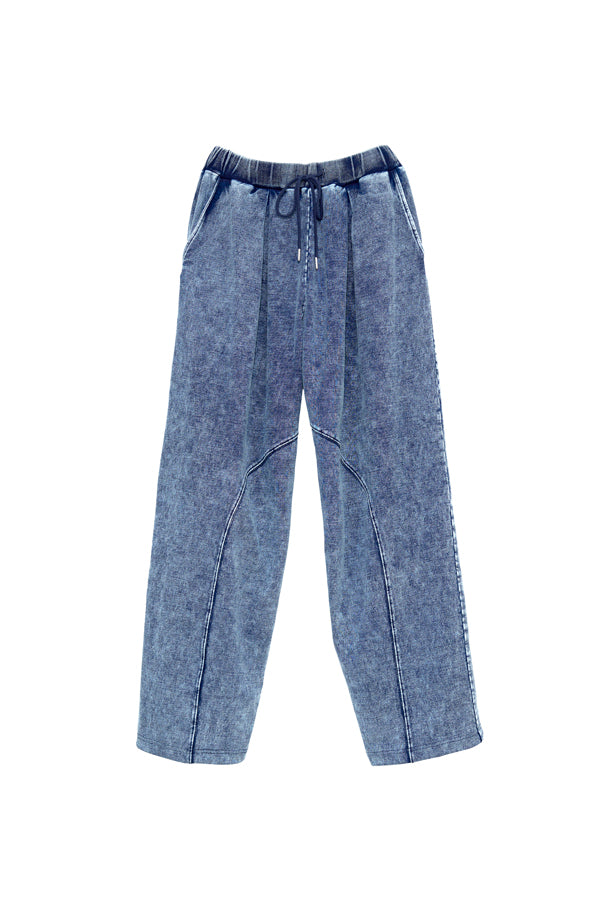 【Nora Lily】「elle」Chemical Denim Like Sweat Pants-Chemical Indigo-225560107-93F