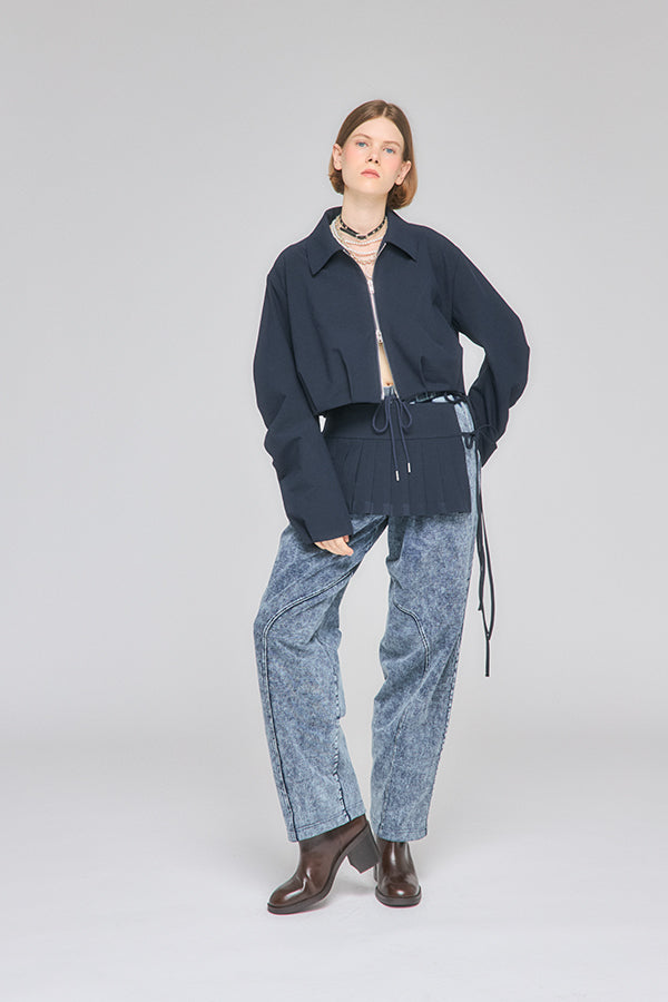 【Nora Lily】「elle」Chemical Denim Like Sweat Pants-Chemical Indigo-225560107-93F