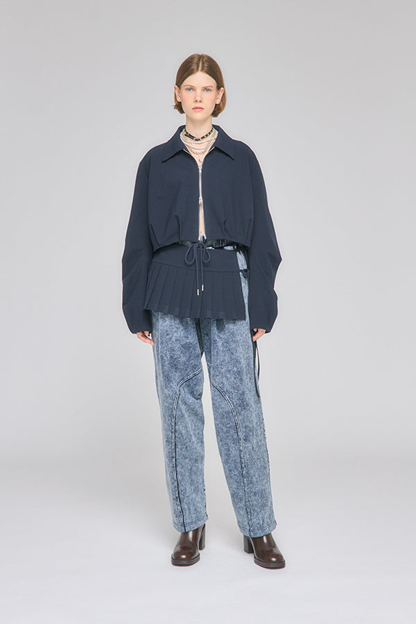 【Nora Lily】「elle」Chemical Denim Like Sweat Pants-Chemical Indigo-225560107-93F
