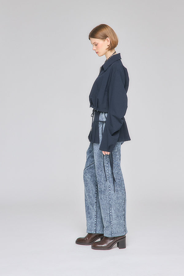 【Nora Lily】「elle」Chemical Denim Like Sweat Pants-Chemical Indigo-225560107-93F