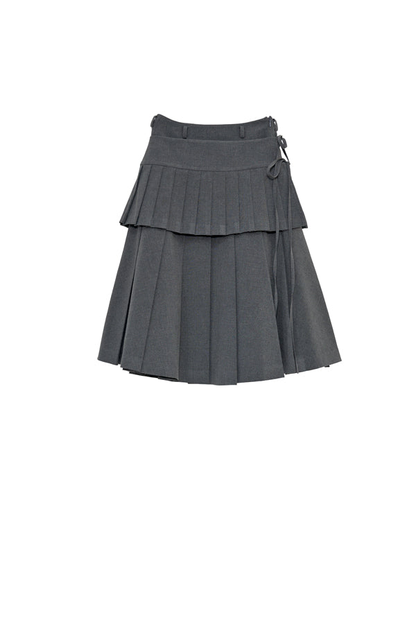 【Nora Lily】「elle」Middle Length Pleated Skirt-Grey-225560108-12F