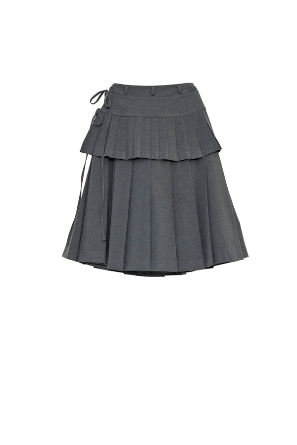 【Nora Lily】「elle」Middle Length Pleated Skirt-Grey-225560108-12F