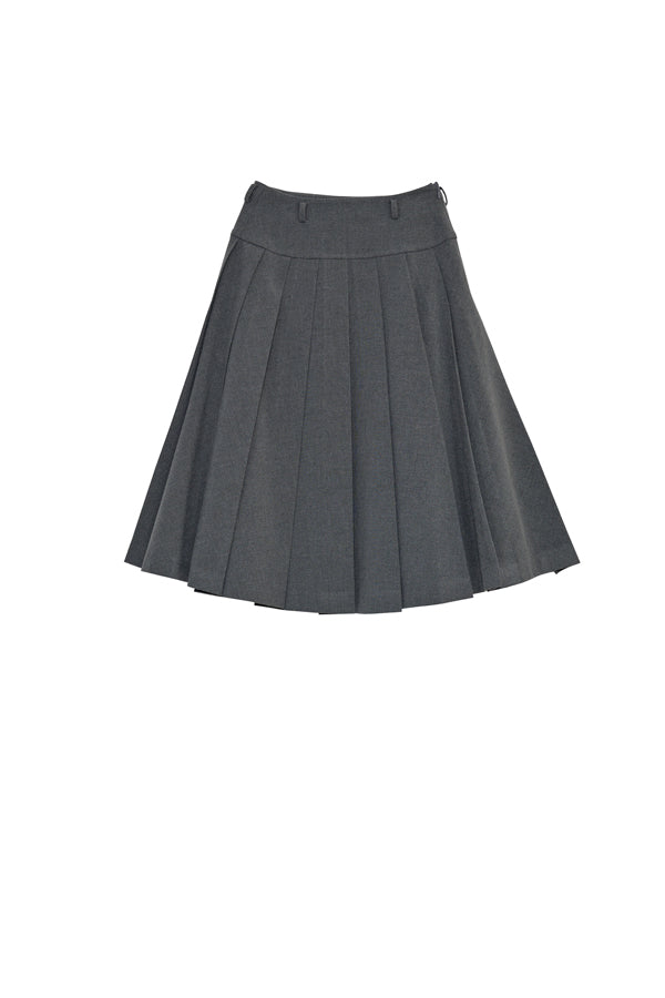 【Nora Lily】「elle」Middle Length Pleated Skirt-Grey-225560108-12F