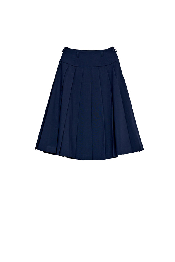 【Nora Lily】「elle」Middle Length Pleated Skirt-Navy-225560108-93F