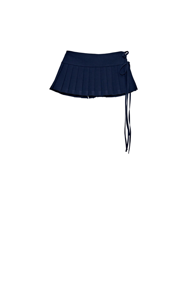【Nora Lily】「elle」Middle Length Pleated Skirt-Navy-225560108-93F