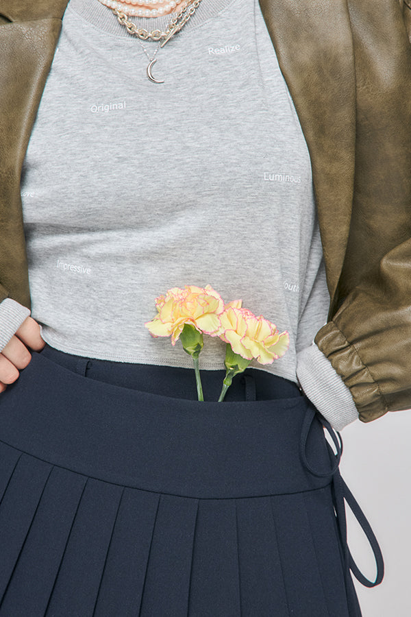 【Nora Lily】「elle」Middle Length Pleated Skirt-Navy-225560108-93F