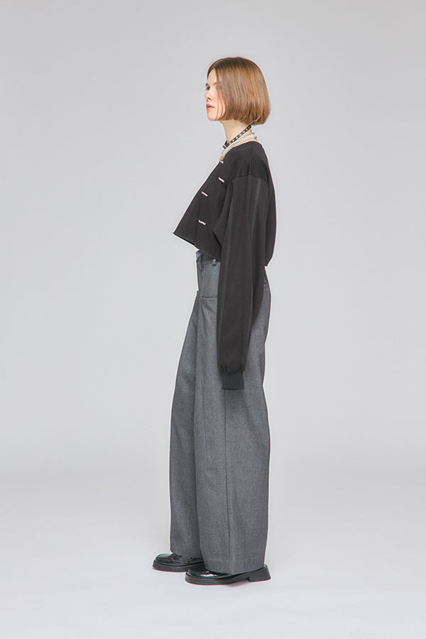 【Nora Lily】「elle」Shifted Pocket Wide Pants-Grey-225560110-13F