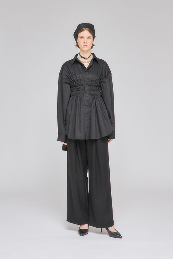 【Nora Lily】「elle」Shifted Pocket Wide Pants-Black-225560110-19F
