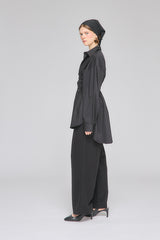 Nora Lily】「elle」Shifted Pocket Wide Pants-Black-225560110-19F