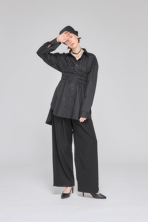 【Nora Lily】「elle」Shifted Pocket Wide Pants-Black-225560110-19F