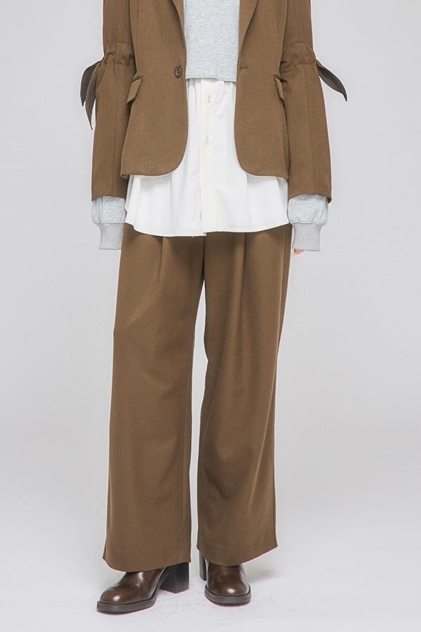 【Nora Lily】「elle」Shifted Pocket Wide Pants-Brown-225560110-42F