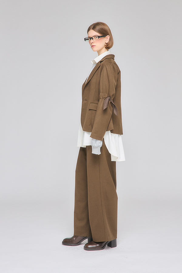 【Nora Lily】「elle」Shifted Pocket Wide Pants-Brown-225560110-42F