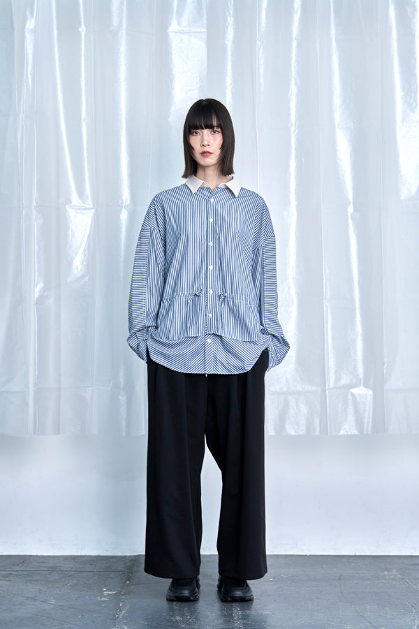 【Nora Lily】Fake Layered Shirt-Black Stripe -225580148-19F