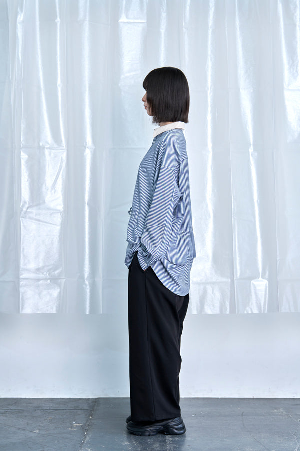 【Nora Lily】Fake Layered Shirt-Black Stripe -225580148-19F