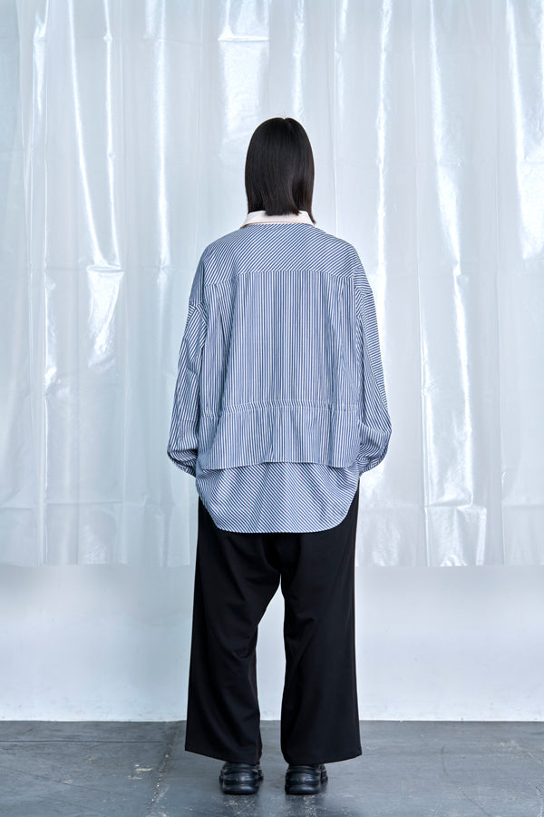 【Nora Lily】Fake Layered Shirt-Black Stripe -225580148-19F
