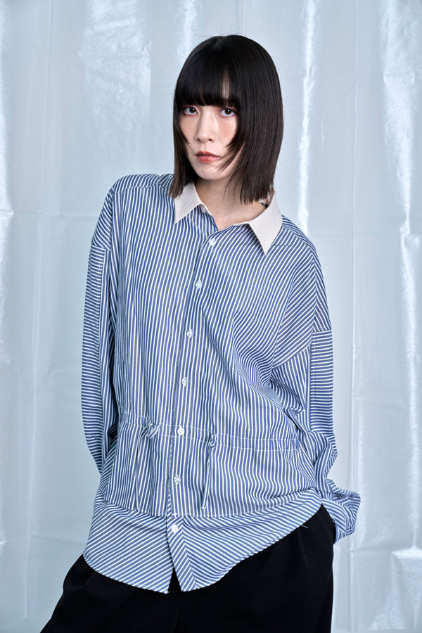 【Nora Lily】Fake Layered Shirt-Black Stripe -225580148-19F