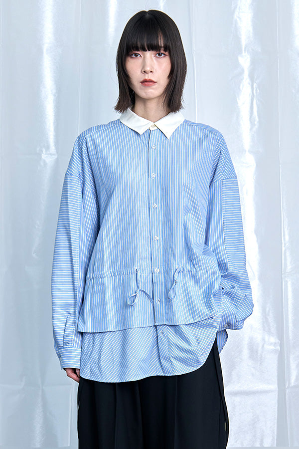 【Nora Lily】Fake Layered Shirt-Sax Stripe -225580148-90F