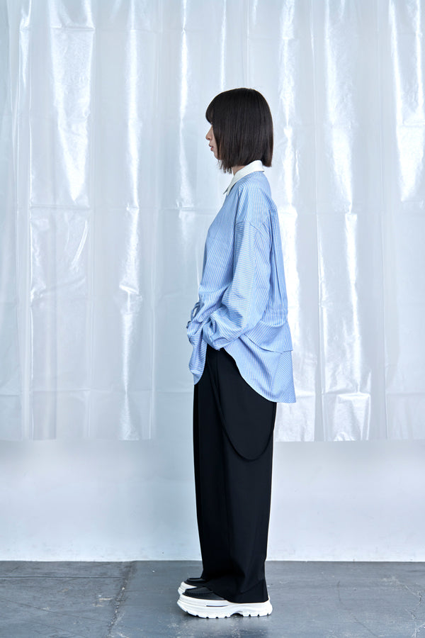 【Nora Lily】Fake Layered Shirt-Sax Stripe -225580148-90F