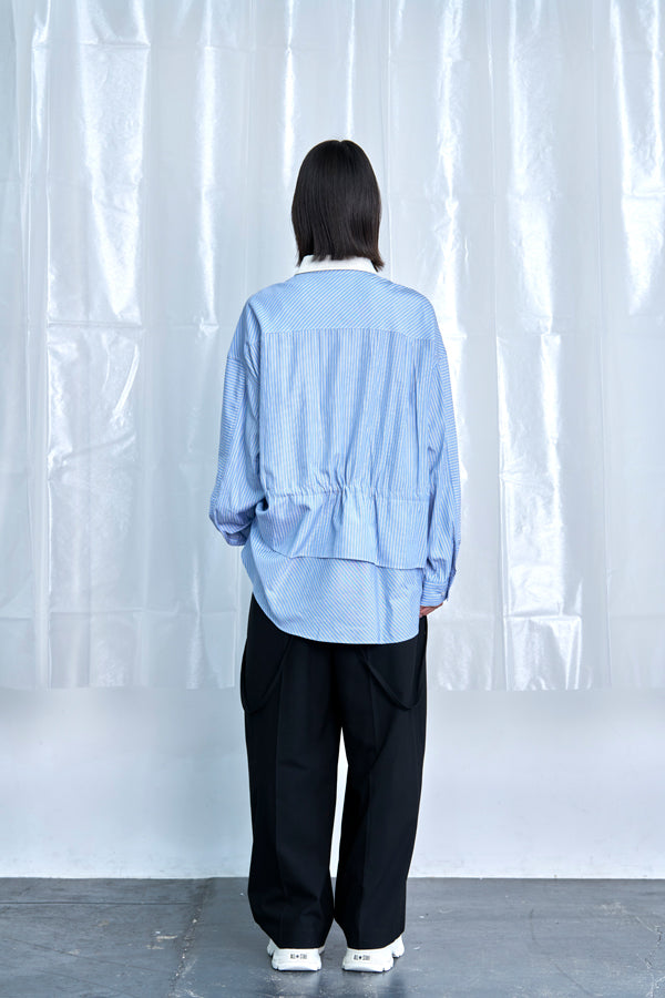 【Nora Lily】Fake Layered Shirt-Sax Stripe -225580148-90F