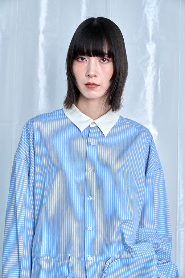 【Nora Lily】Fake Layered Shirt-Sax Stripe -225580148-90F