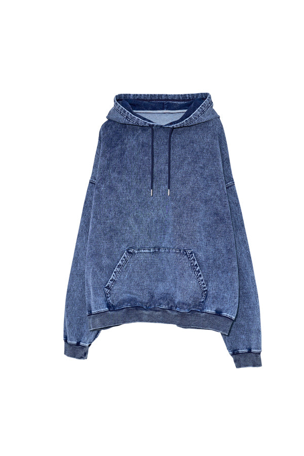【Nora Lily】Denim-Look Pullover Sweat Hoodie-Washed Indigo-225580150-93F