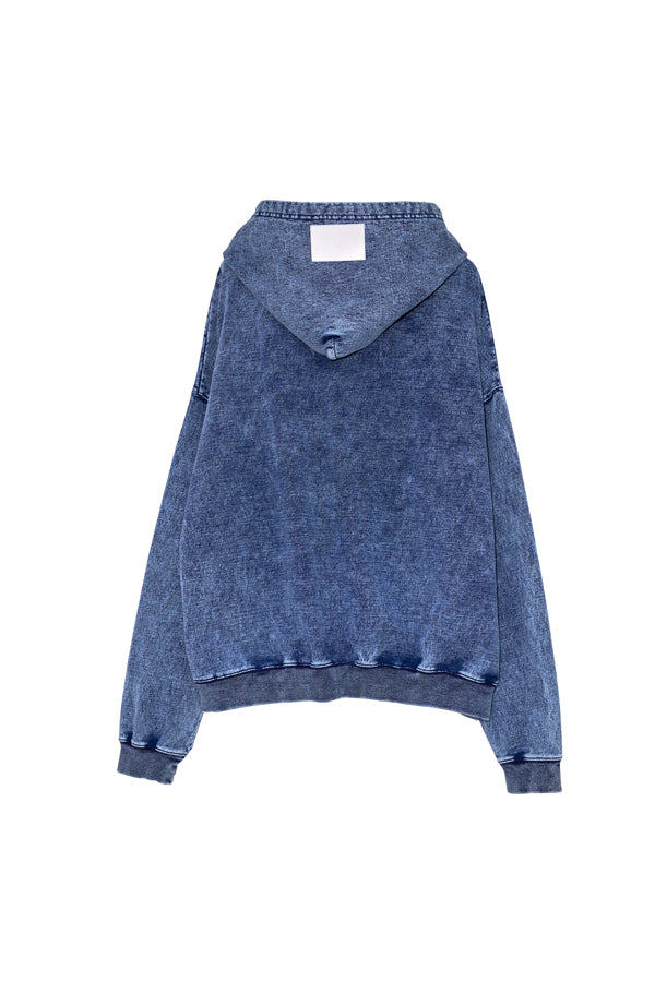 【Nora Lily】Denim-Look Pullover Sweat Hoodie-Washed Indigo-225580150-93F