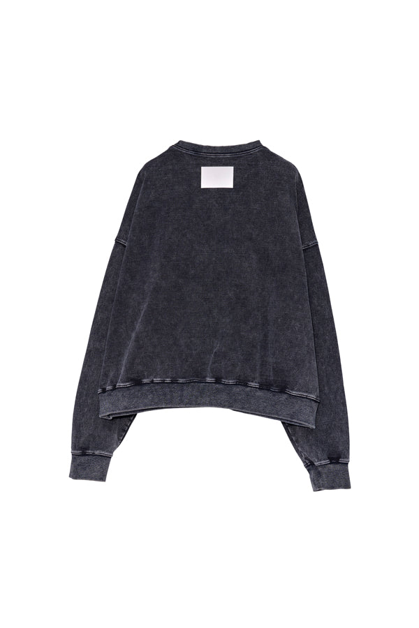 【Nora Lily】Denim-Look Pullover Sweatshirt-Washed Black-225580152-19F