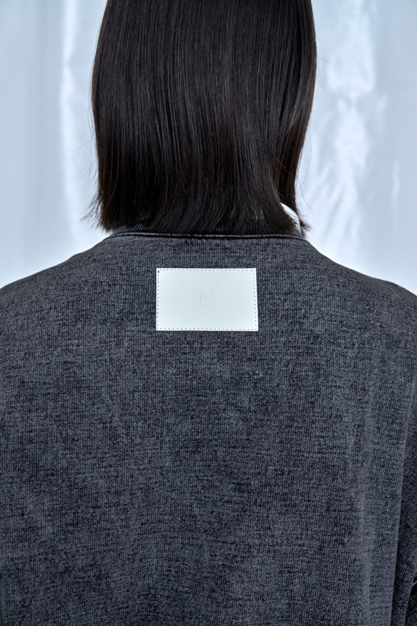 【Nora Lily】Denim-Look Pullover Sweatshirt-Washed Black-225580152-19F